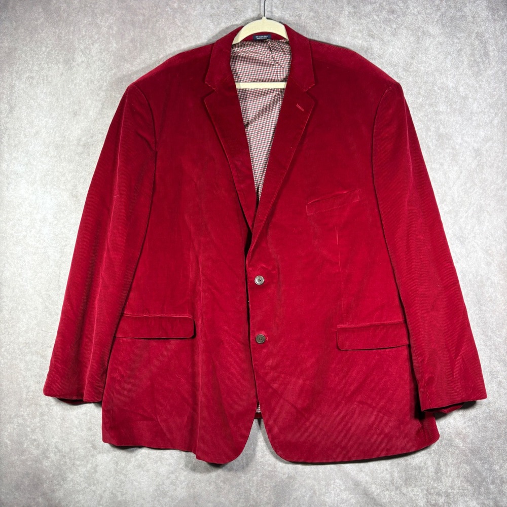 Saddlebred Sport Coat Mens 56R Red Corduroy Blazer Two Button Holiday Classic